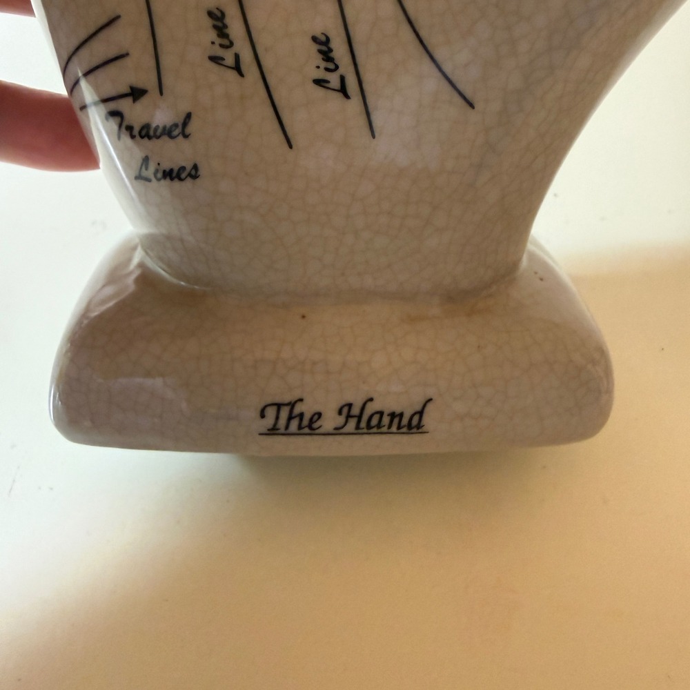 Ceramic Palmistry Hand Figurine Crackle Glaze Chiromancy Fortune Teller Decor - Picture 5 of 5